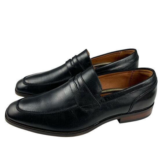 Florsheim Men's Sorrento Moc Toe Penny Loafers 8.5M Black Leather Slip On Shoes - Picture 5 of 13